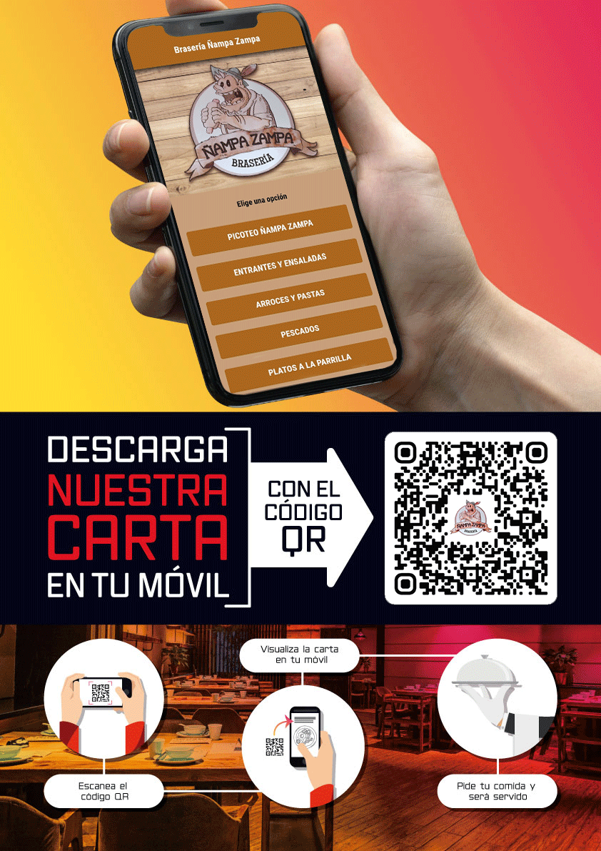 Cartas y menus digitales para bares y restaurantes con codigos QR - Ejemplos Ñampa Zampa Development Media