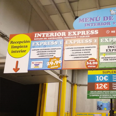 Proyecto decoración interiores-rotulación cartelería para autolavado Carwash