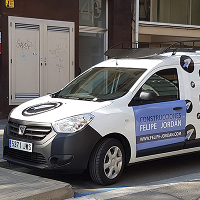 Proyecto rotulación vehículos-rotulación coche para Construcciones Felipe Jordán