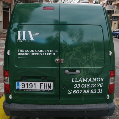 Proyecto rotulación vehículos-rotulación integral furgoneta para Jardinería Herrera
